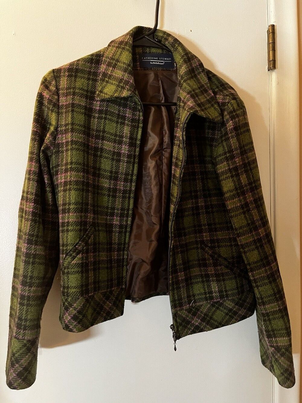 Catherine Stewart Jacket Womens Size Small Green Wool Plaid